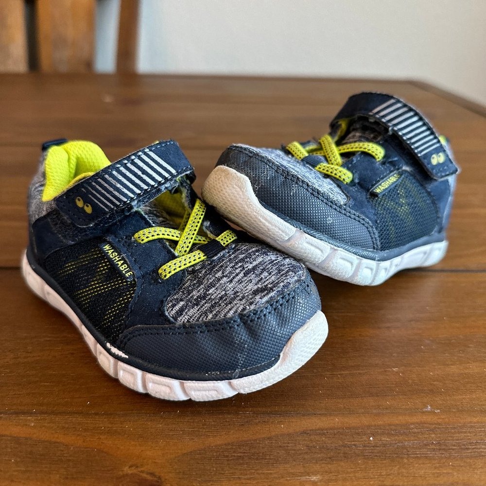 Surprize by Stride Rite Toddler Boy Sneakers Size 7 Gray Green Velcro Closure